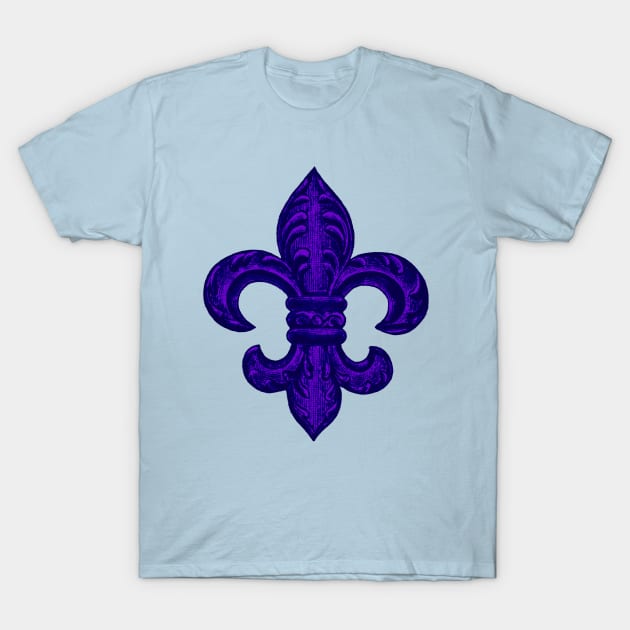 Purple French Fleur de Lys, floral swirls T-Shirt by LittleBean